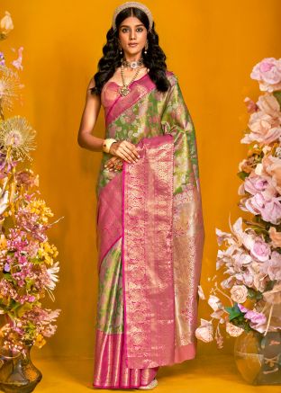 Green Zari Woven Art Silk Saree 