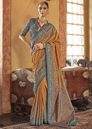 Golden Art Silk Printed Saree