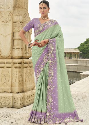 Sage Green Zari Woven Silk Saree