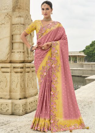 Pink Zari Woven Saree In Silk
