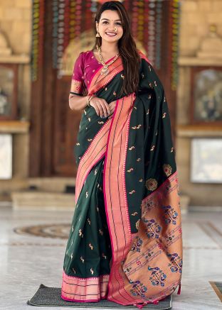 Green Paithani Silk Zari Woven Saree