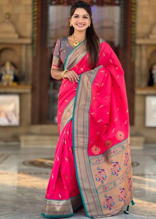 Red Paithani Silk Woven Saree