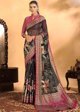 Black Brasso Work Saree In Georgette