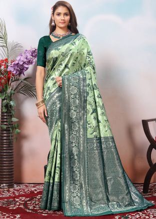 Green Woven Art Silk Saree
