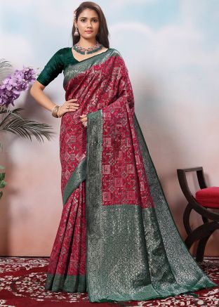Maroon Woven Art Silk Saree