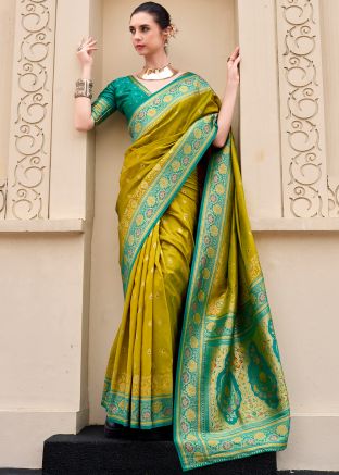 Mehendi Green Art Silk Zari Woven Saree