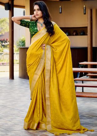 Yellow Silk Zari Woven Saree