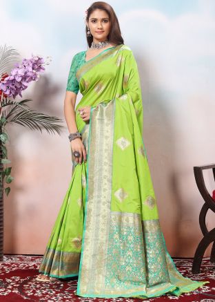 Green Zari Woven Silk Saree