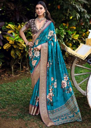 Blue Zari Woven Saree In Cotton