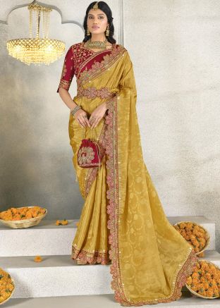Yellow Woven Sare with Blouse