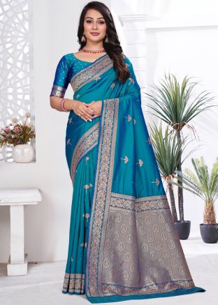 Blue Silk Zari Woven Saree