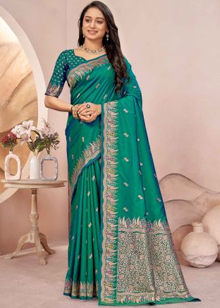 Green Zari Woven Saree In Silk