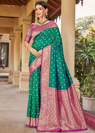 Green Zari Woven Saree In Silk
