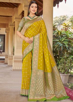 Green Zari Woven Saree In Silk