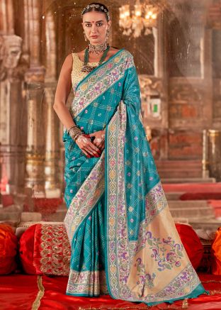 Blue Zari Woven Silk Saree