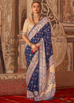Blue Zari Woven Silk Saree