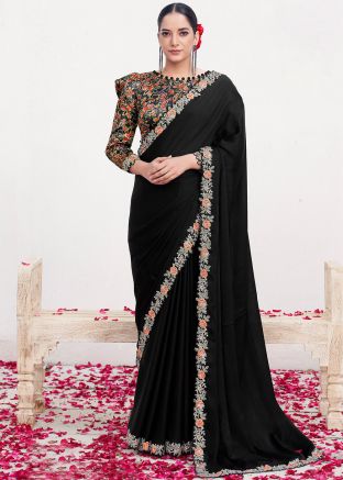 Black Embroidered Saree With Blouse