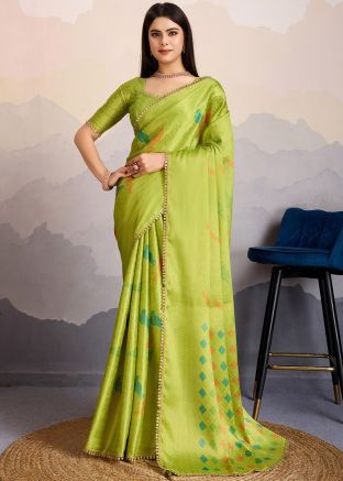 Green Woven Work Saree In Art Silk