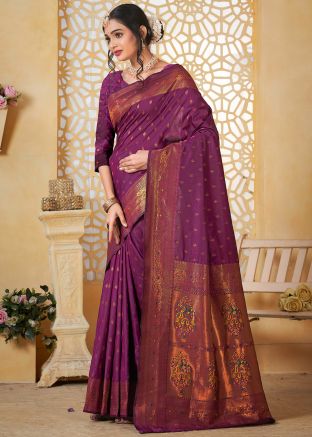 Purple Paithani Saree In Woven Work