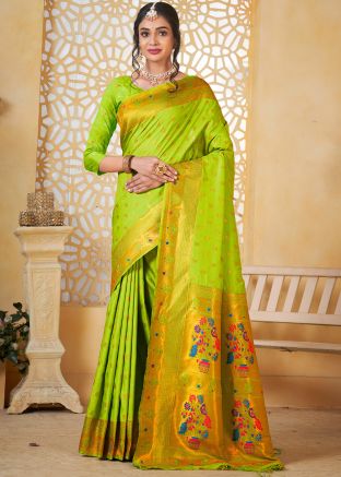 Green Woven Border Paithani Saree