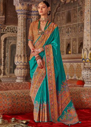 Blue Art Silk Saree In Woven Work