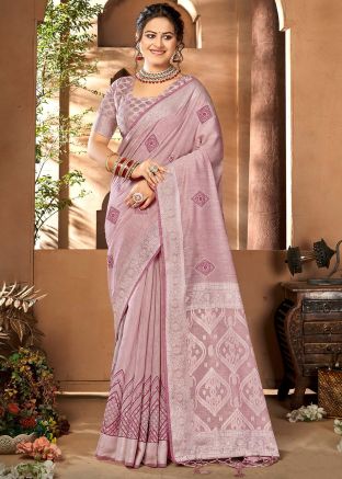 Mauve Purple Woven Cotton Saree
