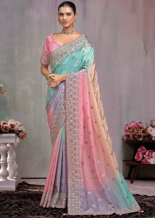 Multicolor Woven Saree In Kanjivaram Silk