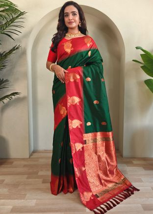Green Zari Woven Art Silk Saree