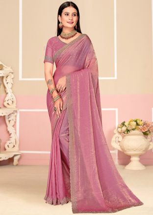 Dual Tone Pink Embellished Saree