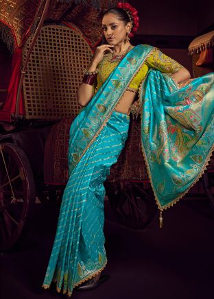 Blue Zari Woven Saree In Viscose