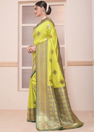 Green Art Silk Saree In Zari Woven Work