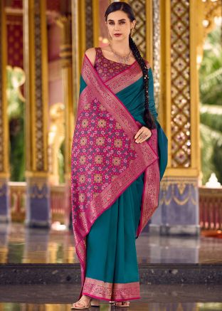 Blue Art Silk Saree In Zari WovenWork
