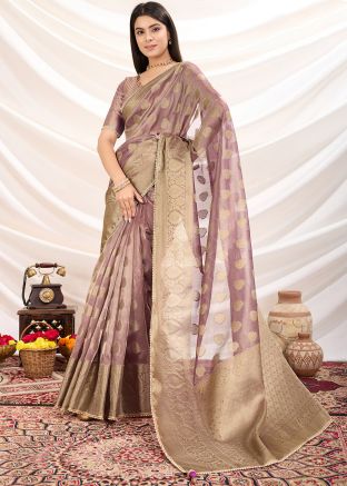 Purple Woven Work Saree 