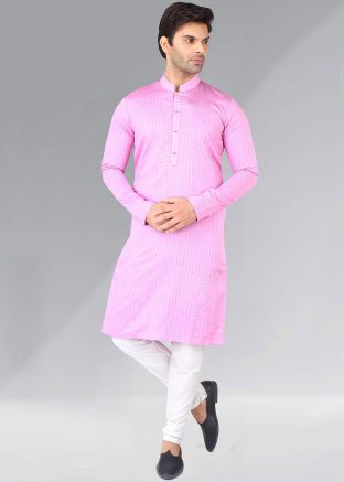 Pink Sequins Embroidered Readymade Kurta Pajama