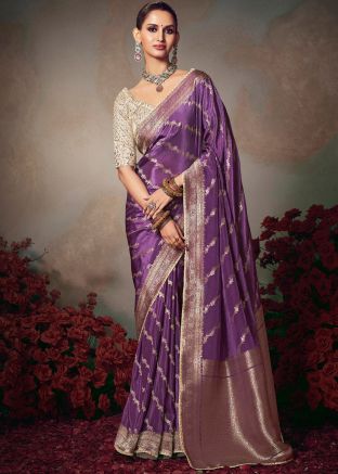 Purple Art Silk Saree with Classic Weave