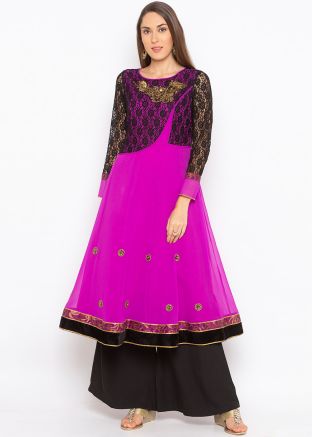 Purple Readymade Georgette Anarkali Kurti