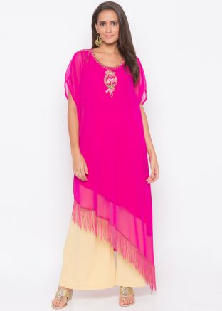 Pink Asymmetric Readymade Kaftan