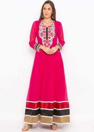 Readymade Pink Anarkali Long Kurta