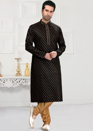 Readymade Black Printed Kurta Pajama