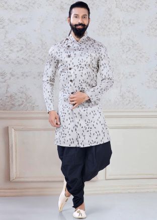 Off White Woven Dhoti With Sherwani In Jacquard