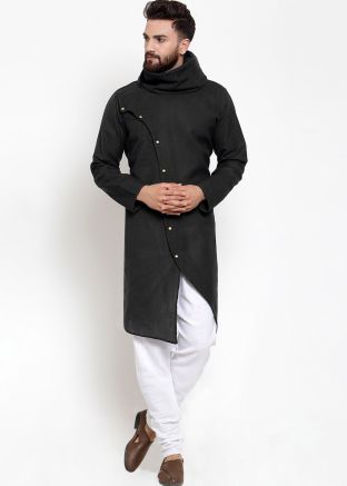 Black Turtle Neck Readymade Kurta Pajama