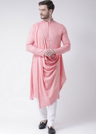 Pink Cowl Style Readymade Cotton Kurta Pajama