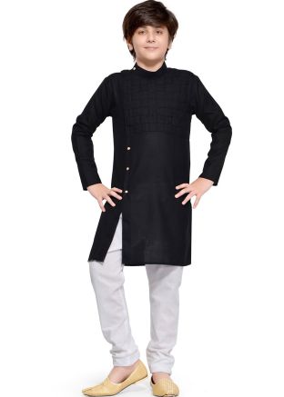 Black Kids Cotton Kurta Pajama