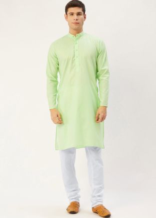 Readymade Green Color Cotton Kurta
