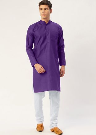 Readymade Purple Color Cotton Kurta Pajama