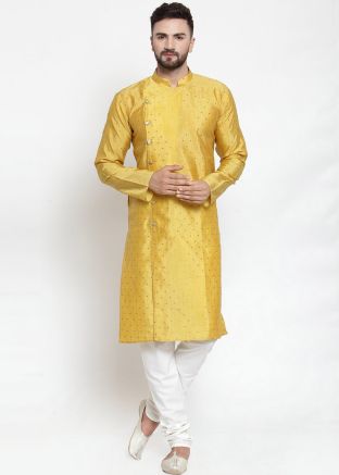 Readymade Yellow Dupion Silk Kurta