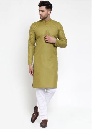 Readymade Green Cotton Kurta Pajama