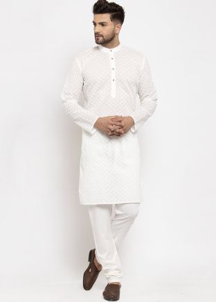 Readymade Cream Cotton Kurta Pajama
