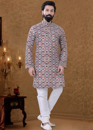 Multicolor Cotton Printed Readymade Kurta Pyjama