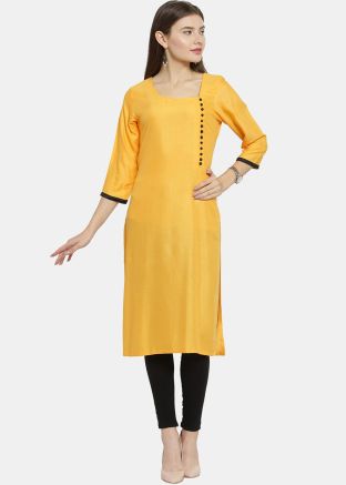 Yellow Readymade Plain Kurta